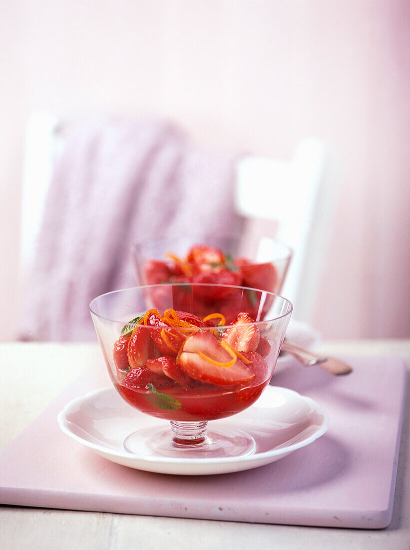 Strawberries with Cointreau and orange zest