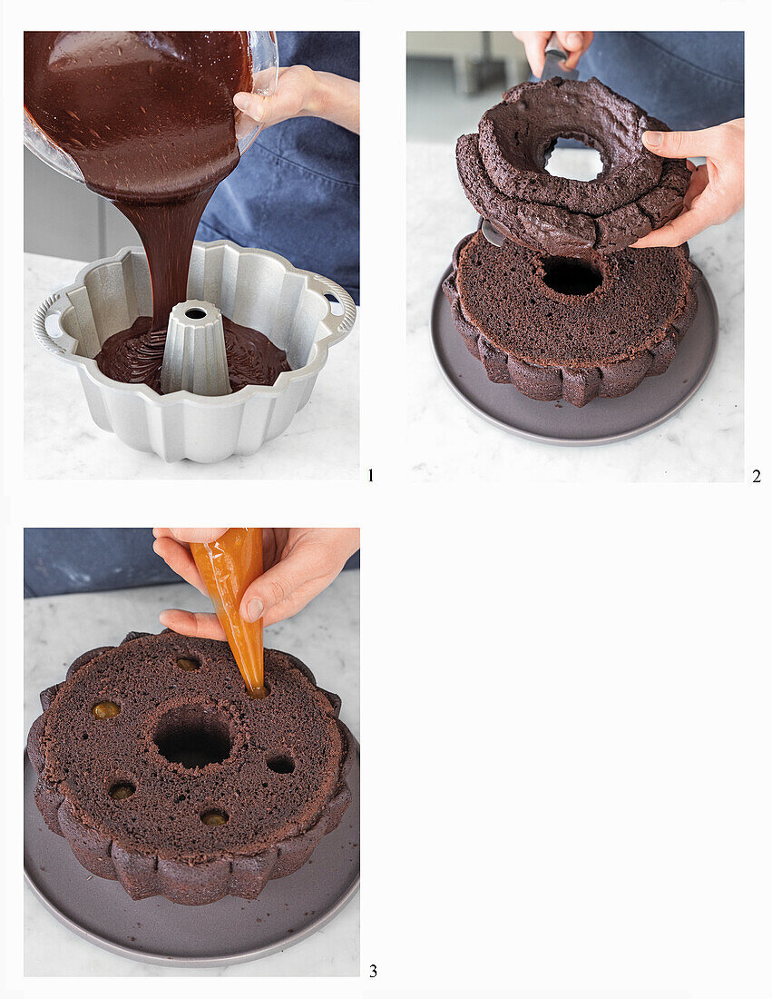 Schokoladen-Bundt Cake mit Marmeladenfüllung zubereiten