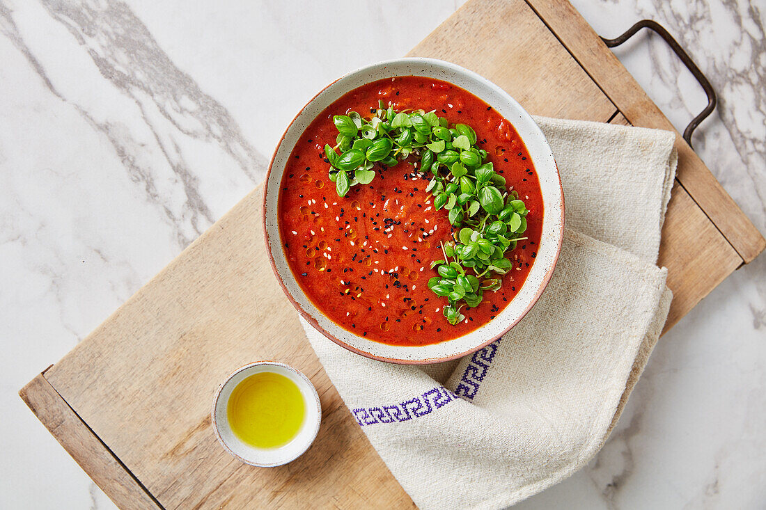 Smoky red pepper tomato soup