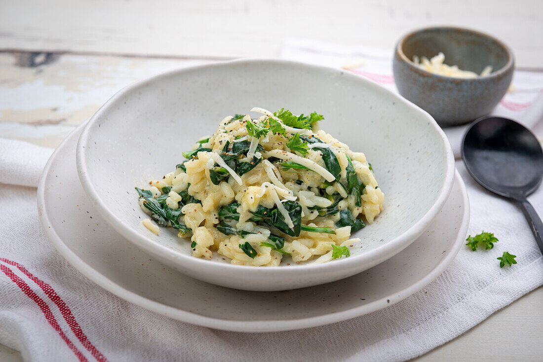 Veganes Spinat-Risotto