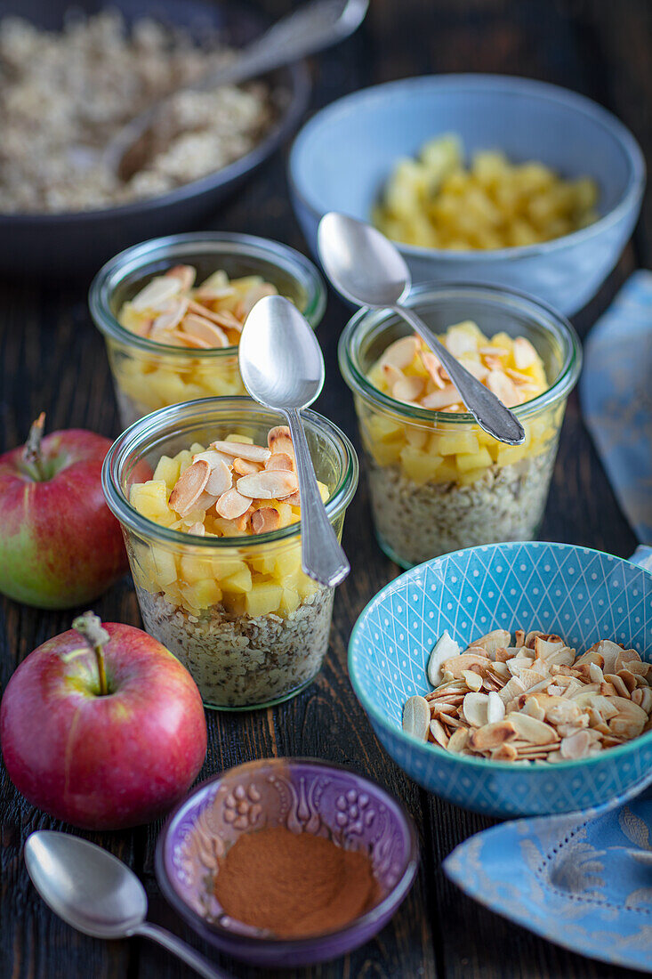 Millet flakes with almond milk and apples
