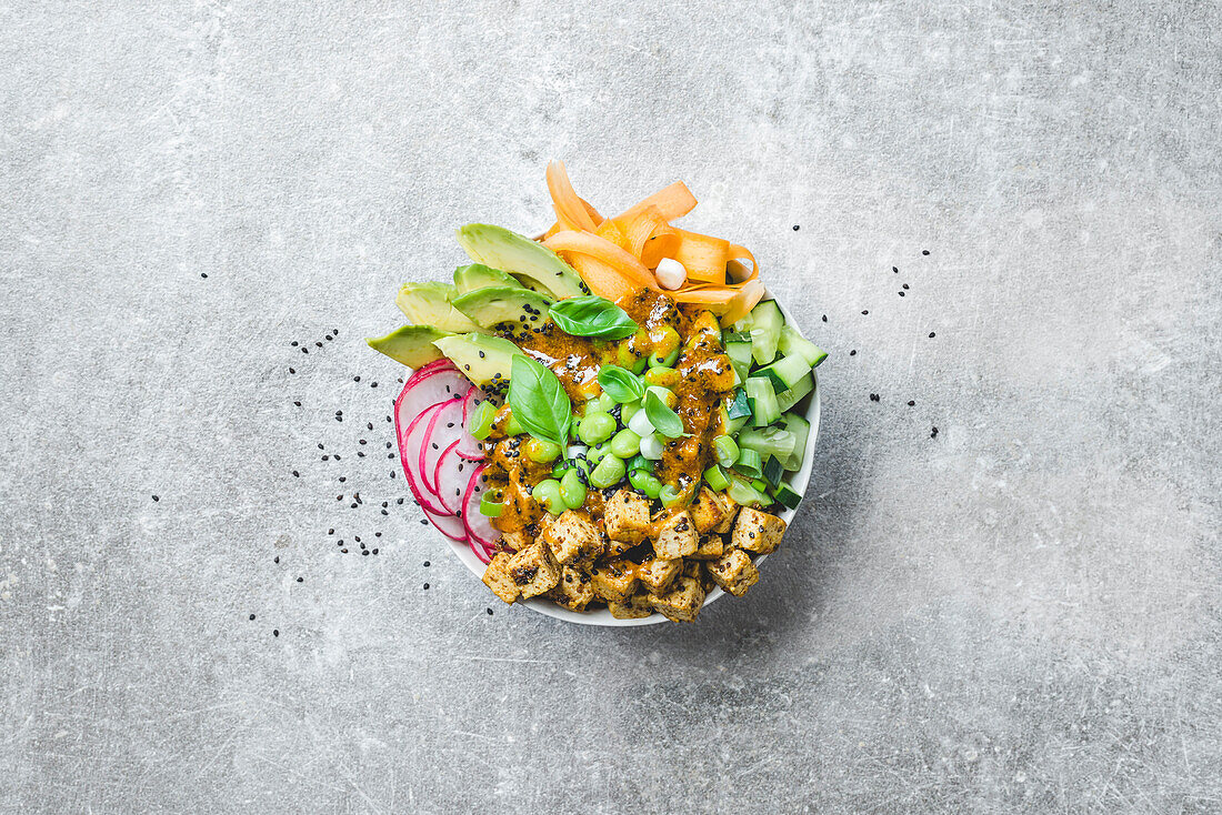 A tofu poke bowl