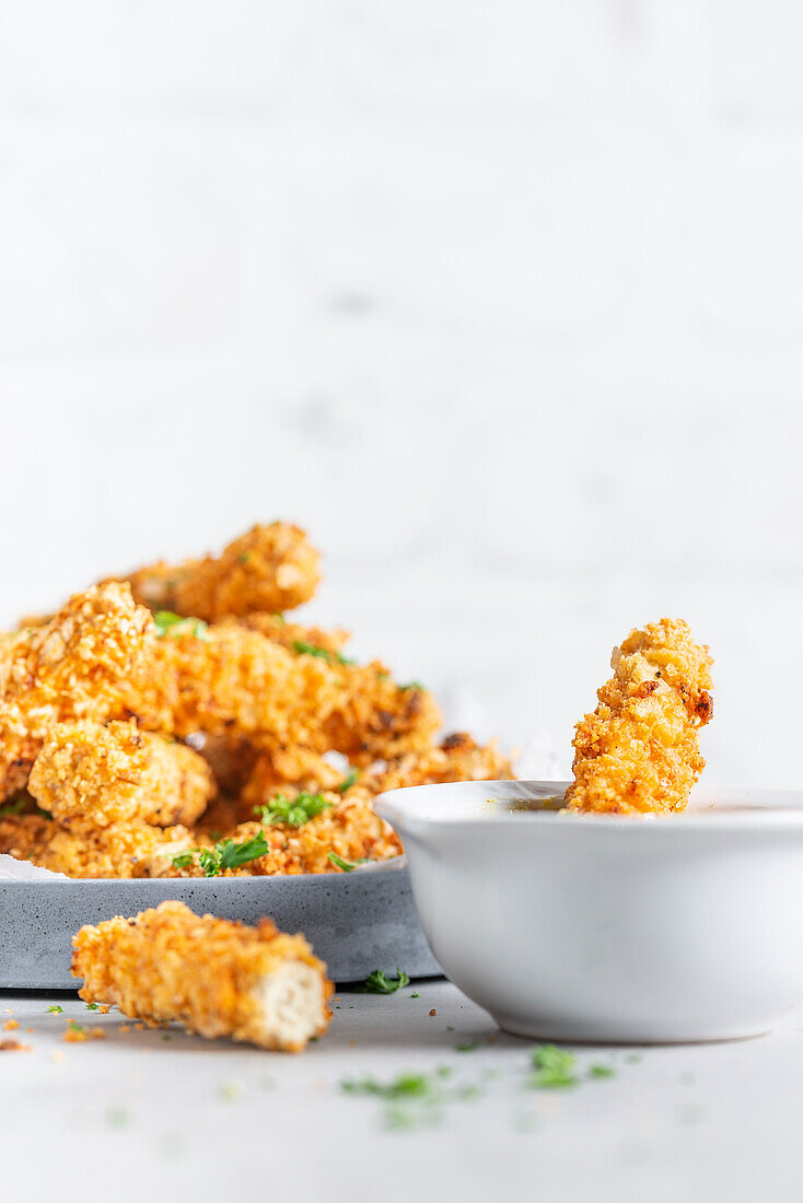 Tofu nuggets with mustard dip