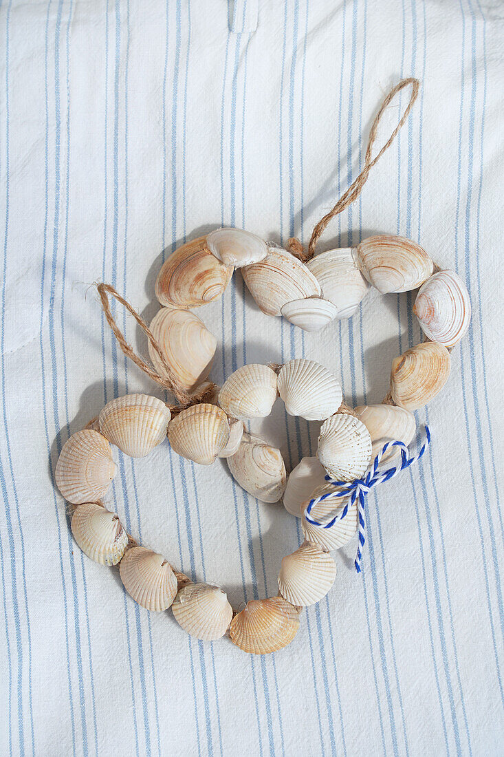 Hearts made from shells with hangers