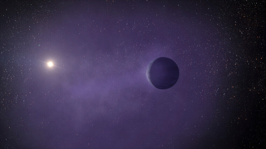 Mini Neptune losing its atmosphere, illustration