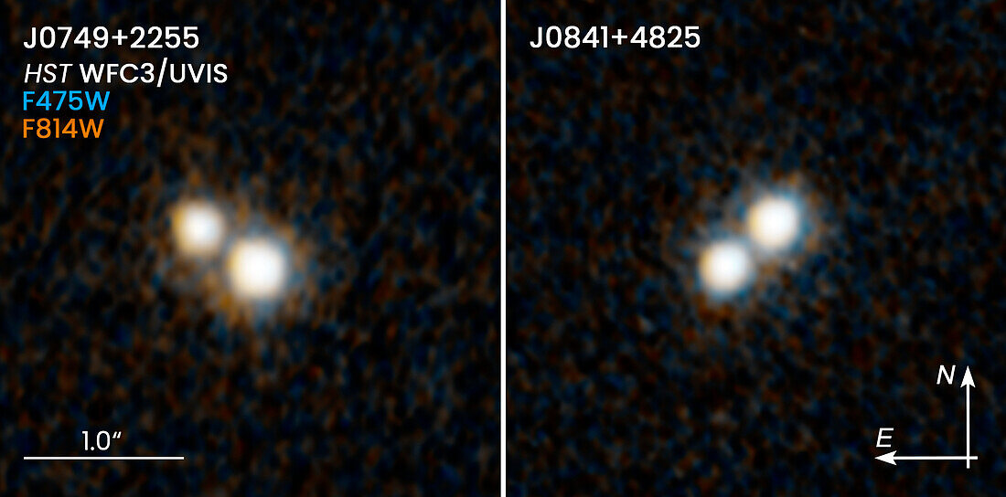 Two double quasars, HST images