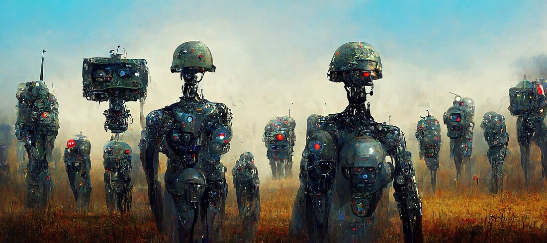 Military artificial intelligence, conceptual illustration