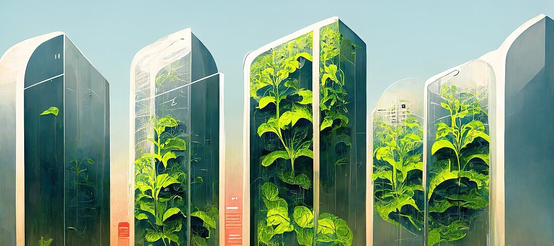 Vertical farming, conceptual illustration