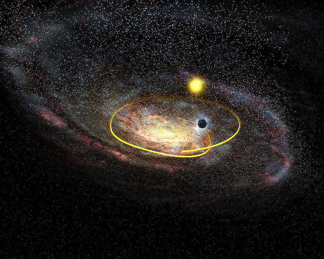 GRO J1655-40 moving through the Milky Way, illustration