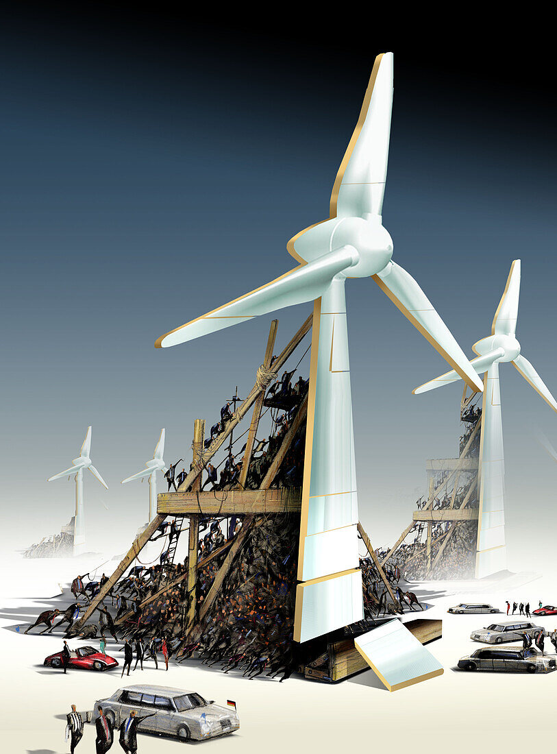 Switching to renewable energy, conceptual illustration