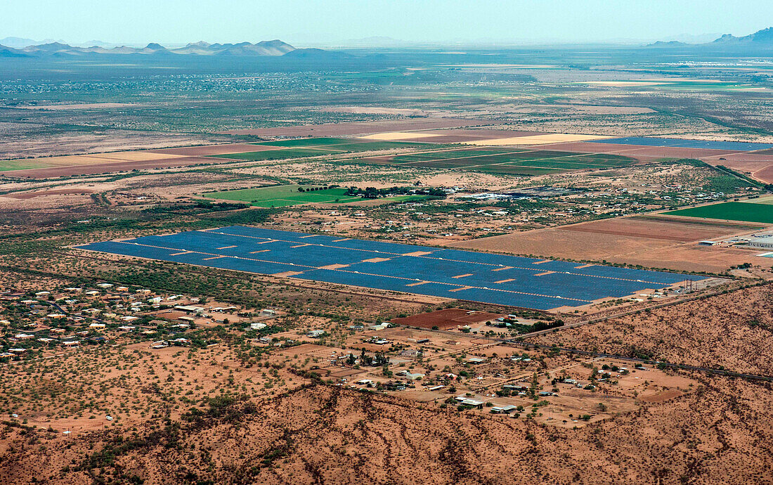 Solar generating station, aerial photograph