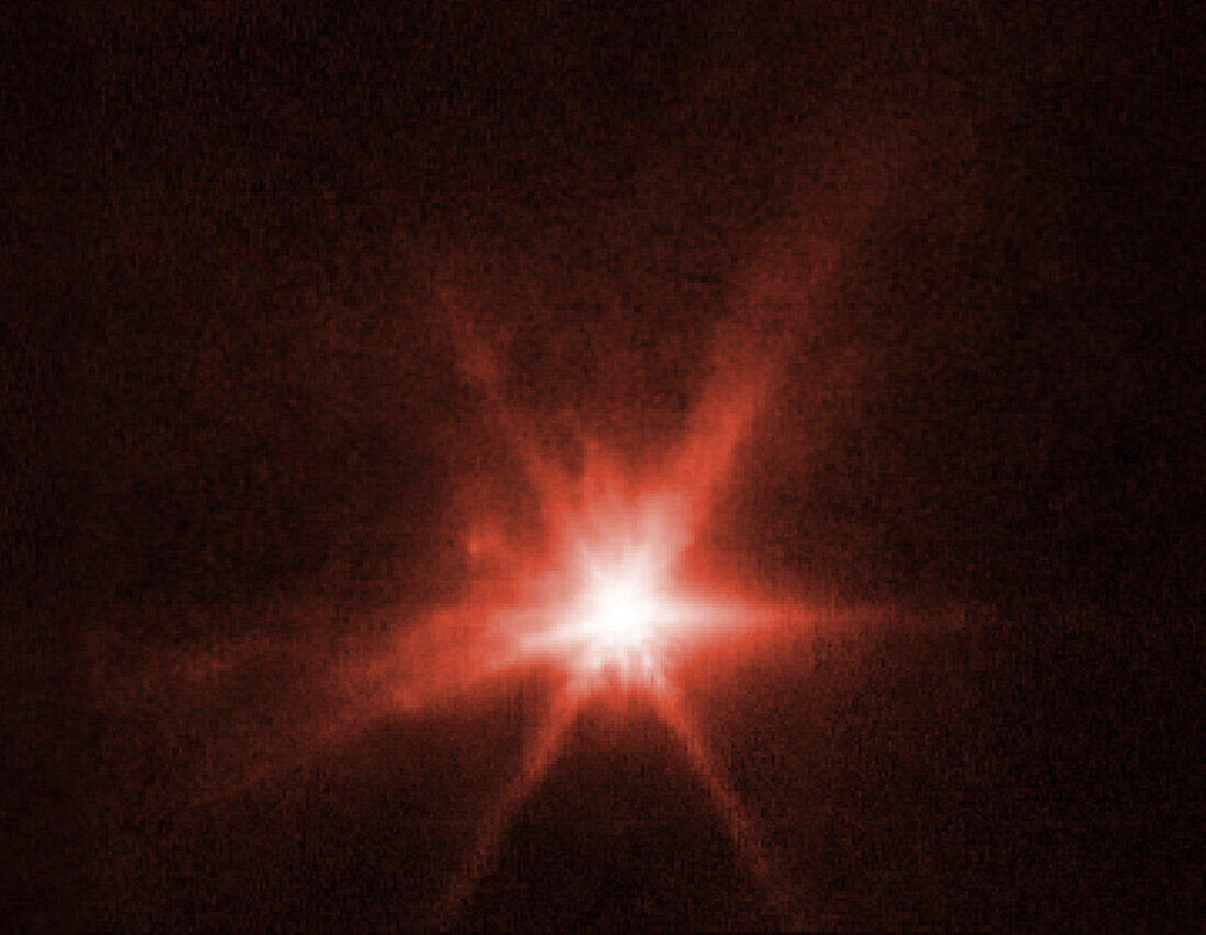 Asteroid moonlet Dimorphos after collision, JWST image