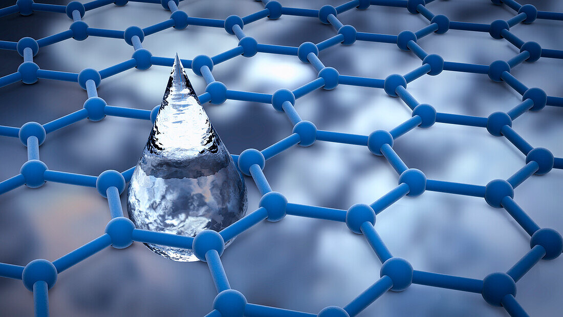 Graphene water filter, conceptual illustration