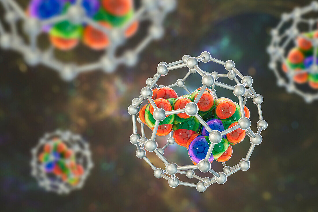 Nanoparticles in drug delivery, conceptual illustration