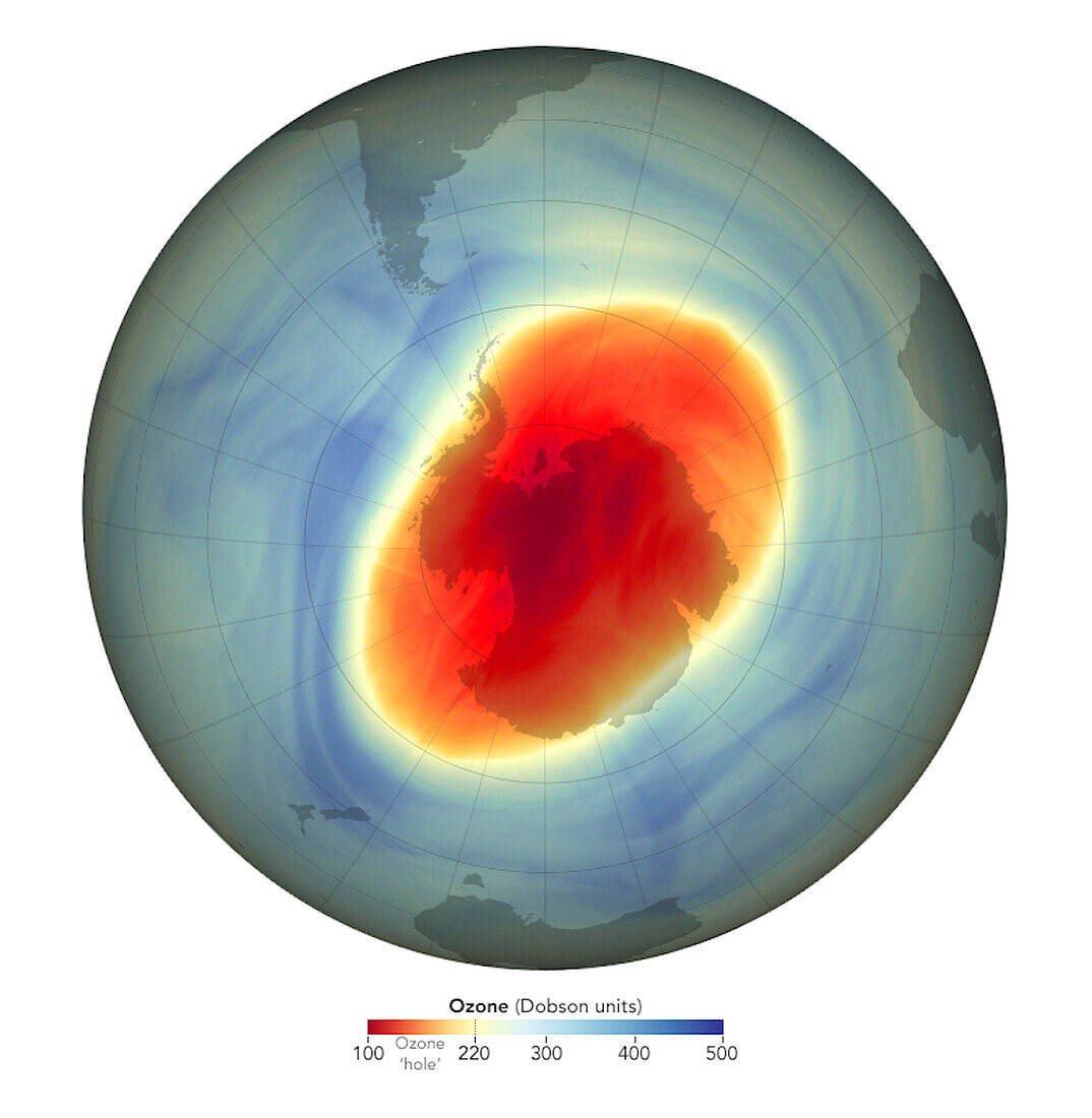Antarctic ozone hole maximum, 2022