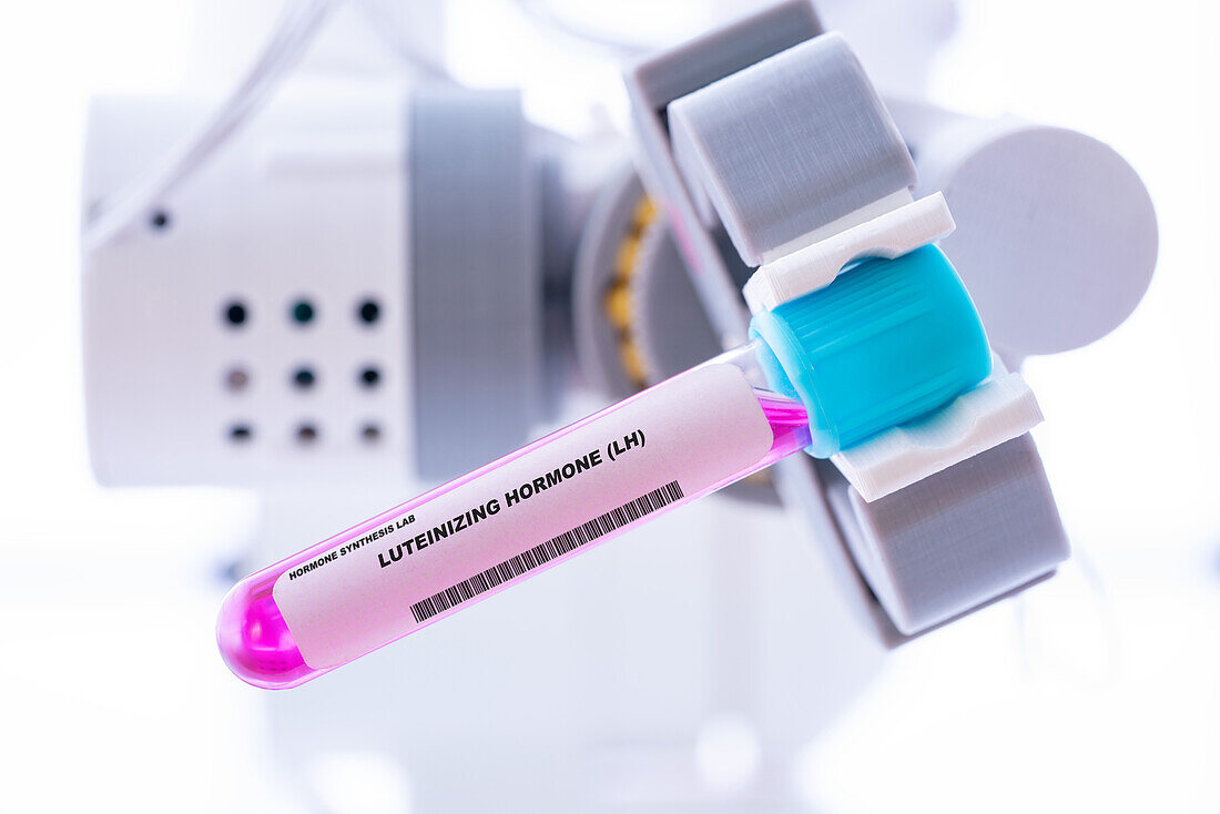 Syringe and vial of luteinizing hormone, conceptual image