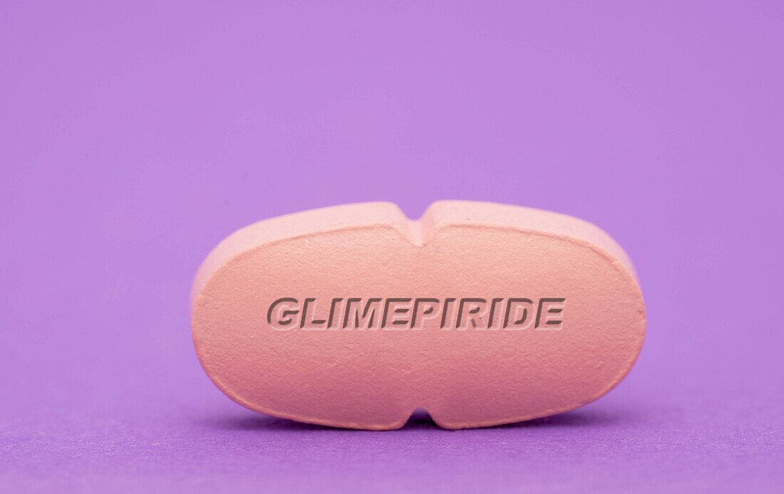 Glimepiride pill, conceptual image