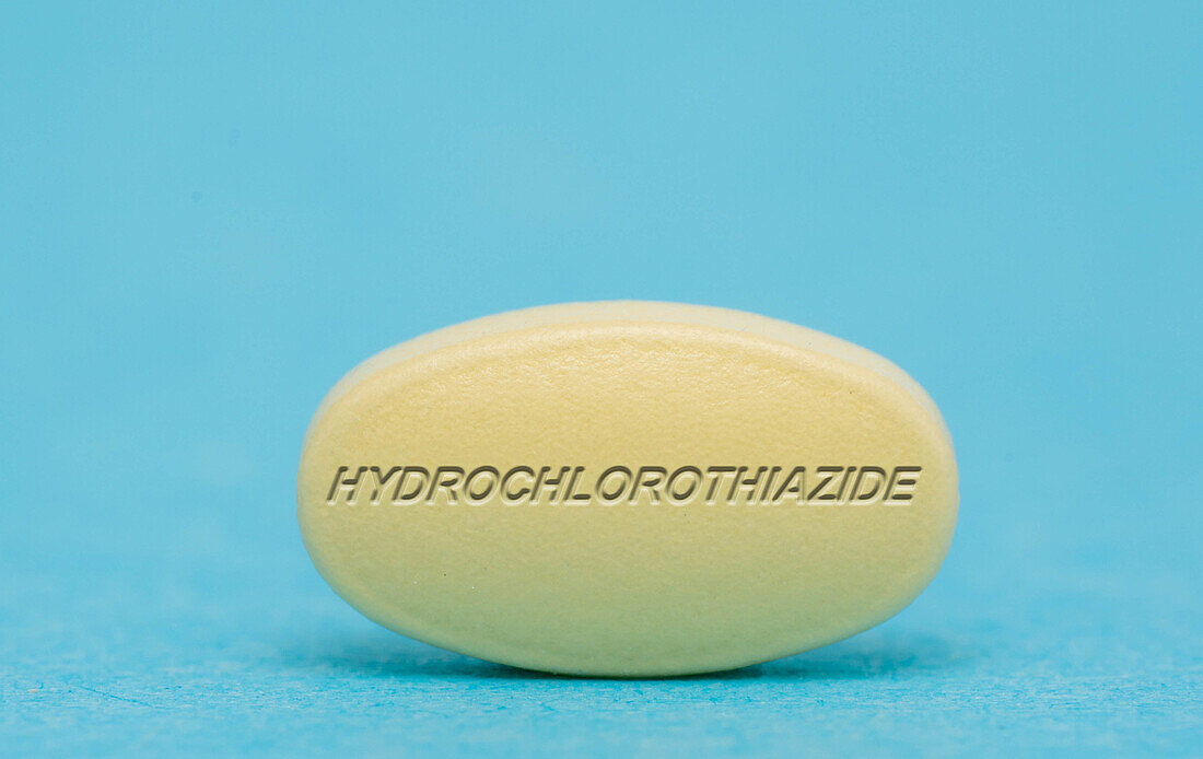Hydrochlorothiazide pill, conceptual image