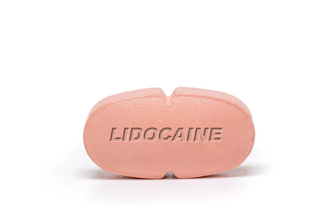 Lidocaine pill, conceptual image