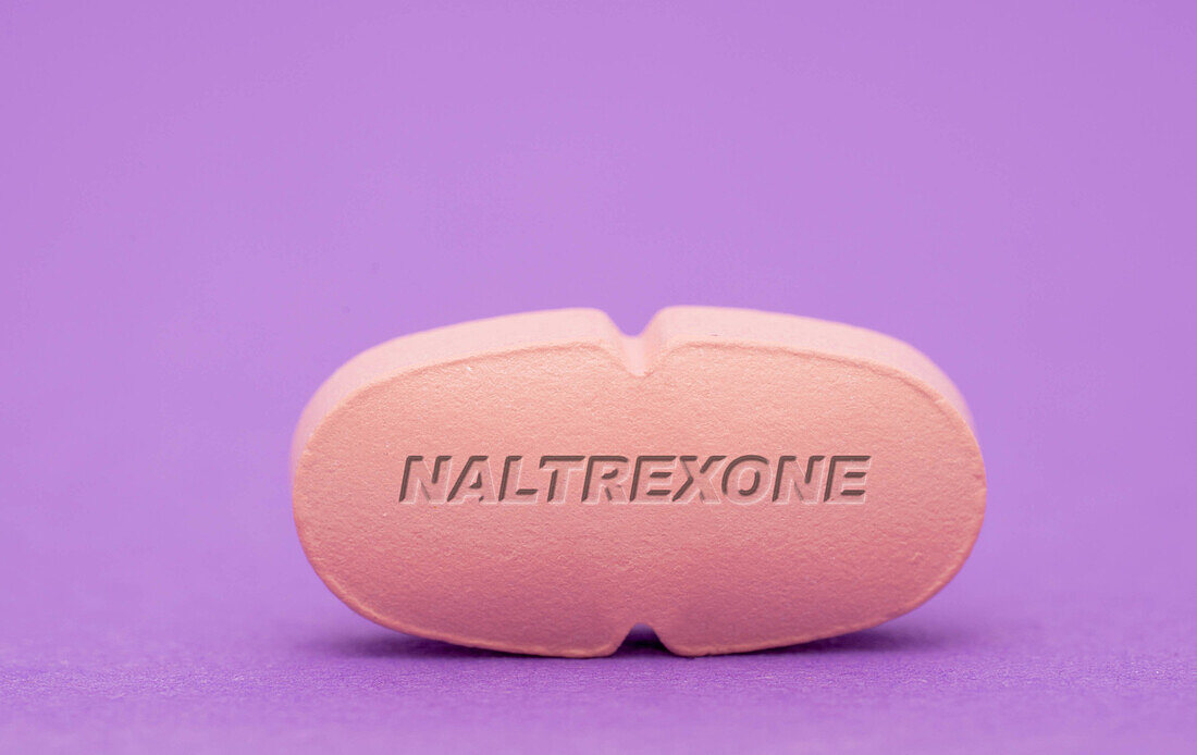 Naltrexone pill, conceptual image