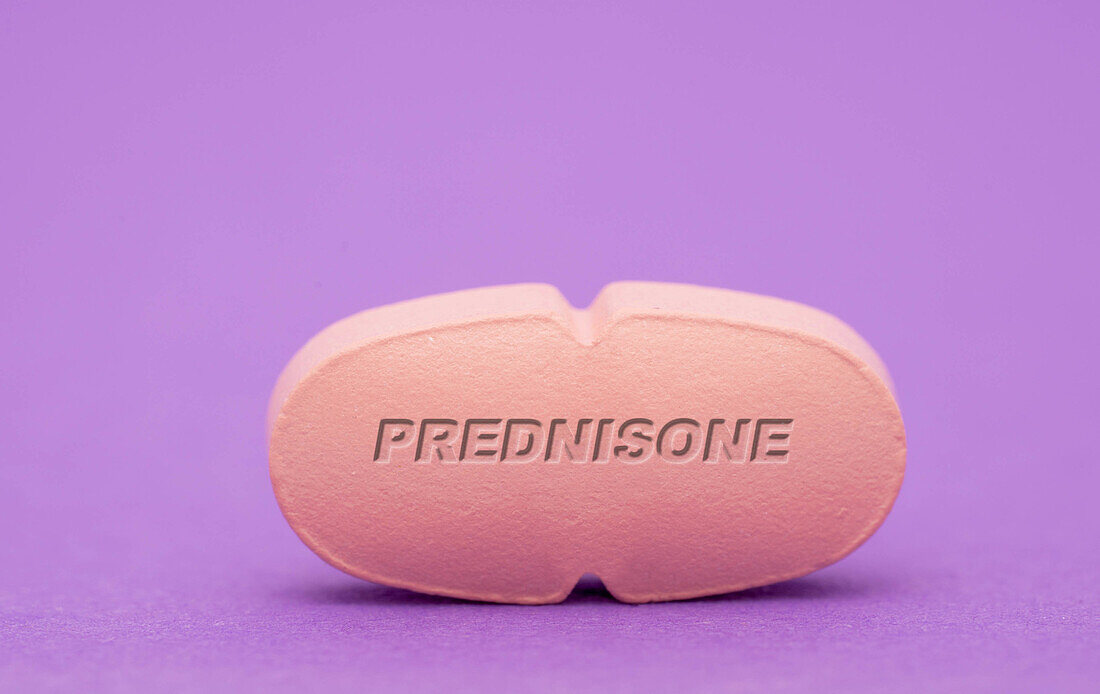 Prednisone pill, conceptual image