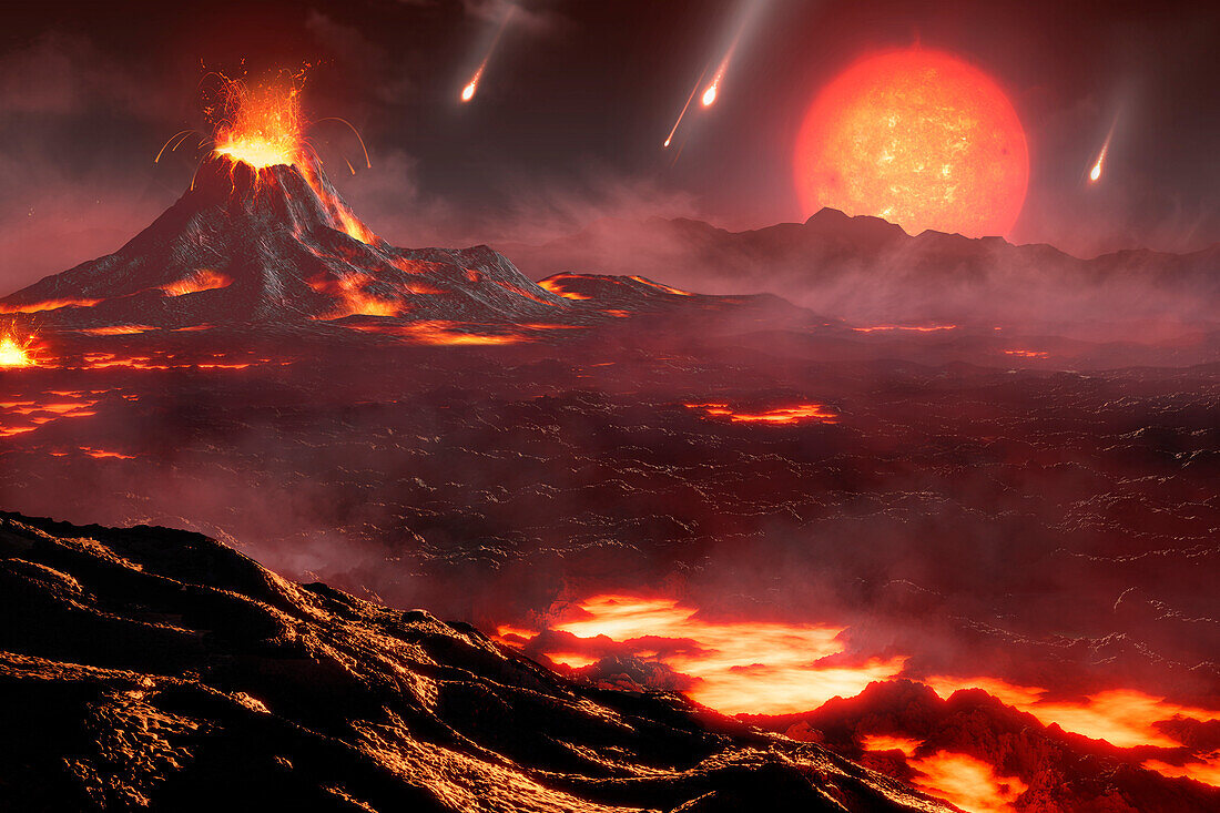 Artwork of a volcanic exoplanet