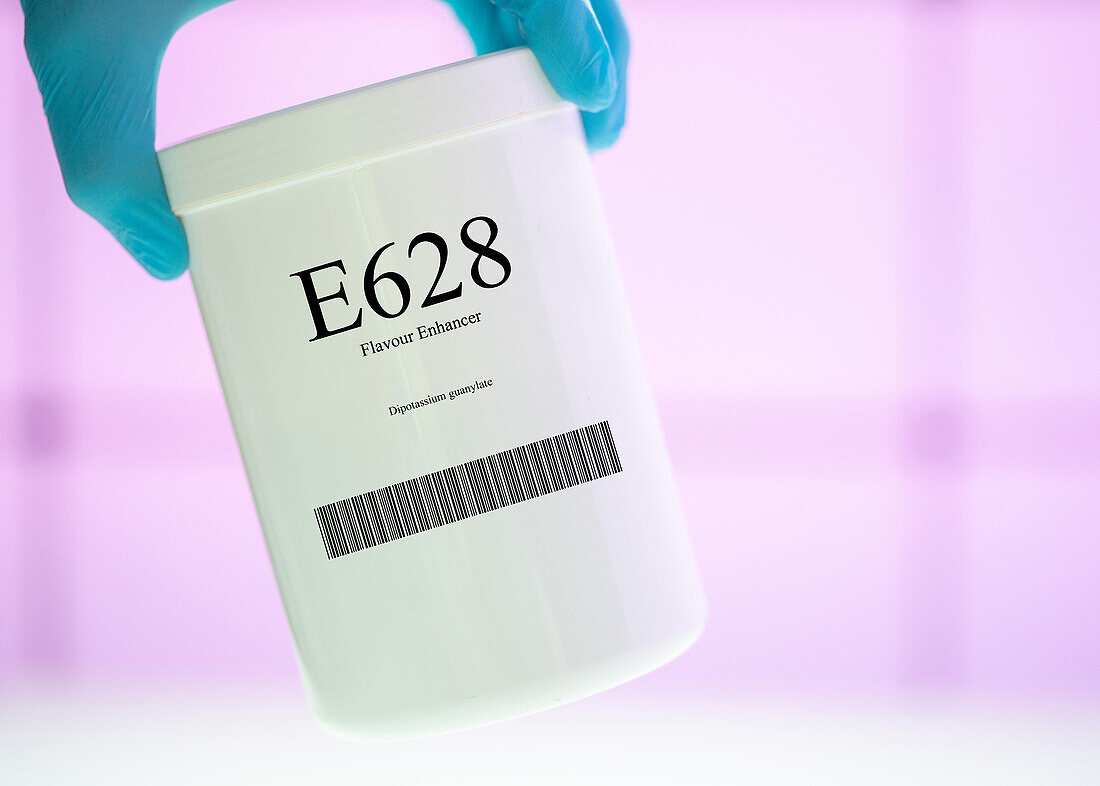 Container of the food additive E628