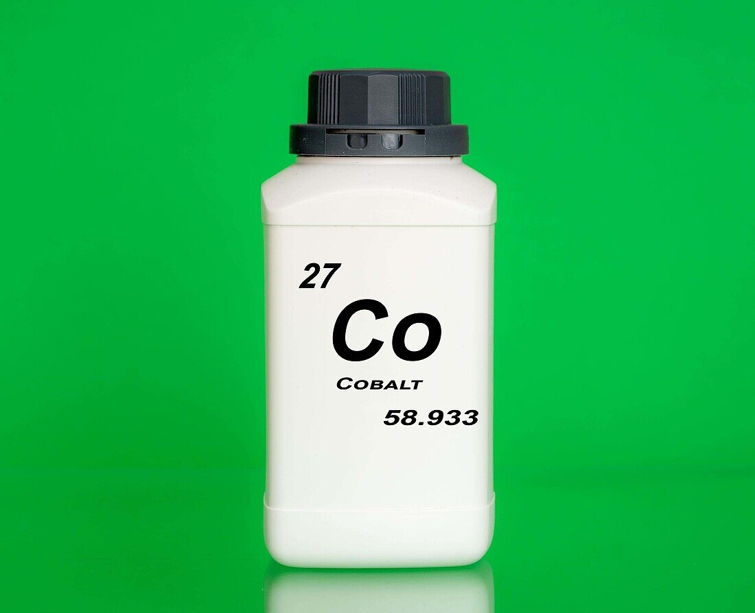 Container of the chemical element cobalt
