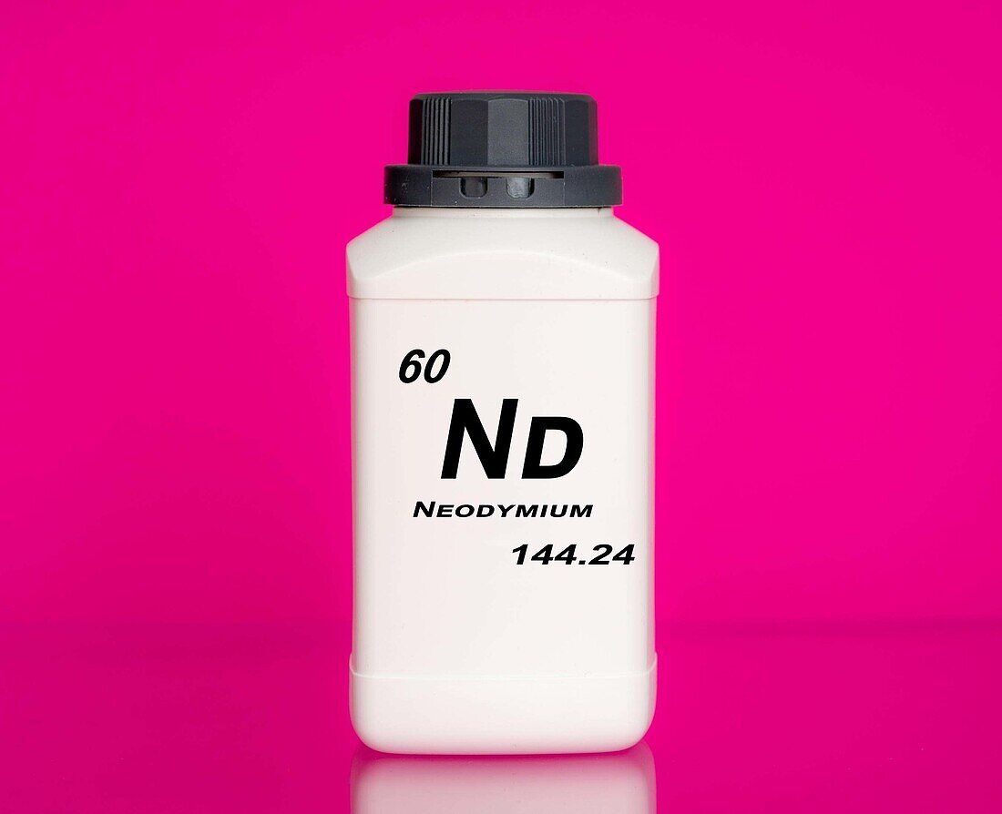 Container of the chemical element neodymium