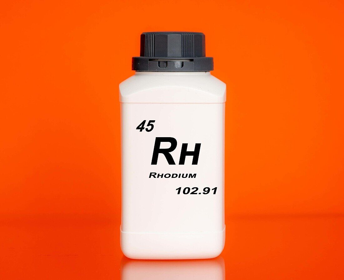 Container of the chemical element rhodium