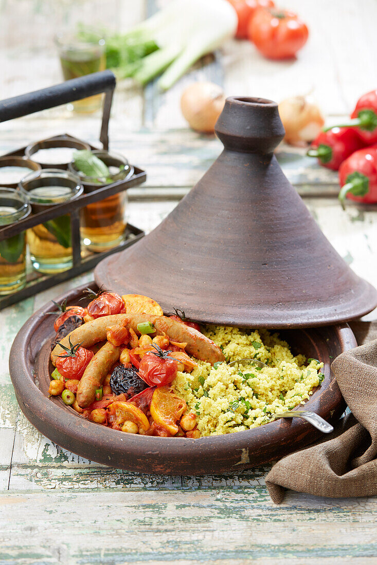 Couscous mit Ofengemüse und Wurst