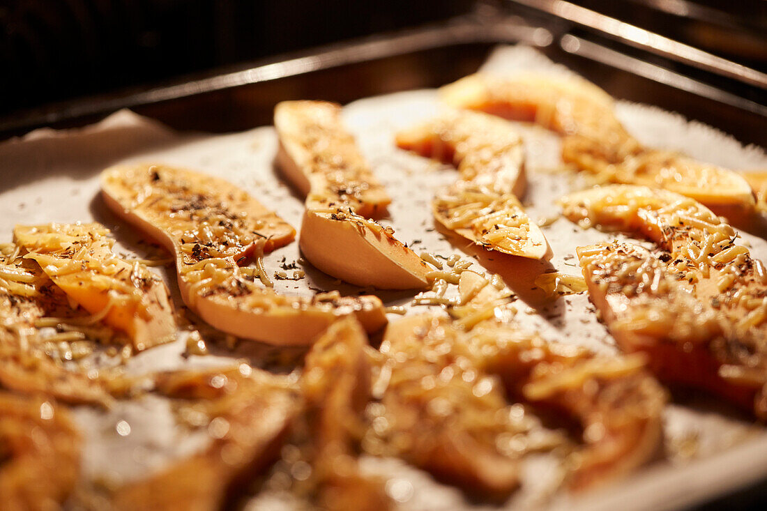 Kürbisspalten überbacken