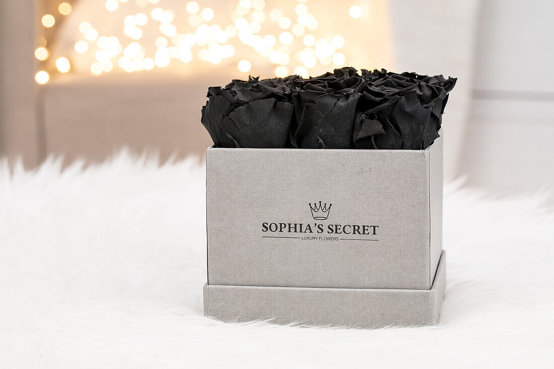 Sophias Secret® - Rose box - Cube box black 12x12x9 cm