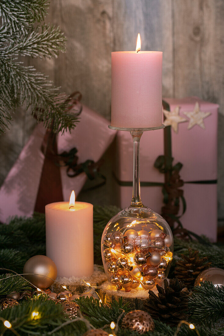 Candles with Christmas table