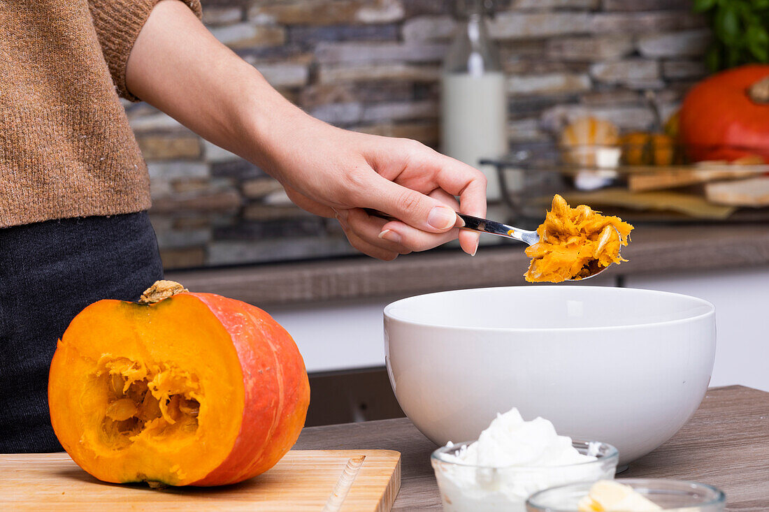 Hollowing out a pumpkin