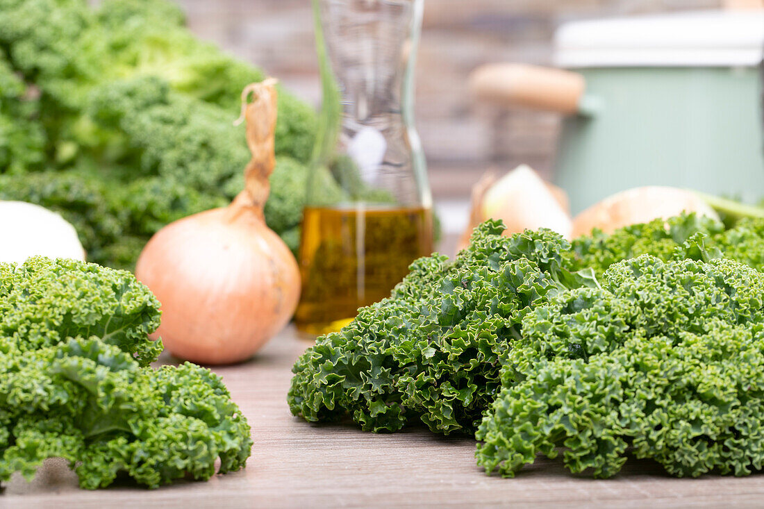 Kale with ingredients