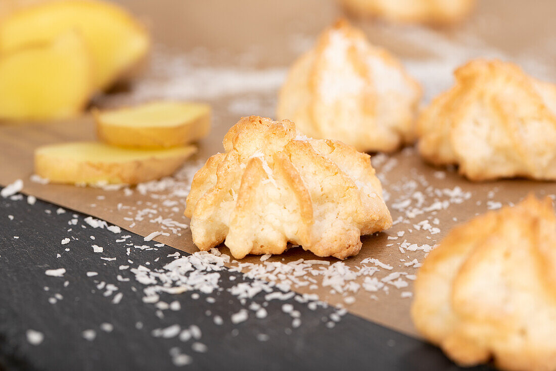 Coconut ginger macaroons