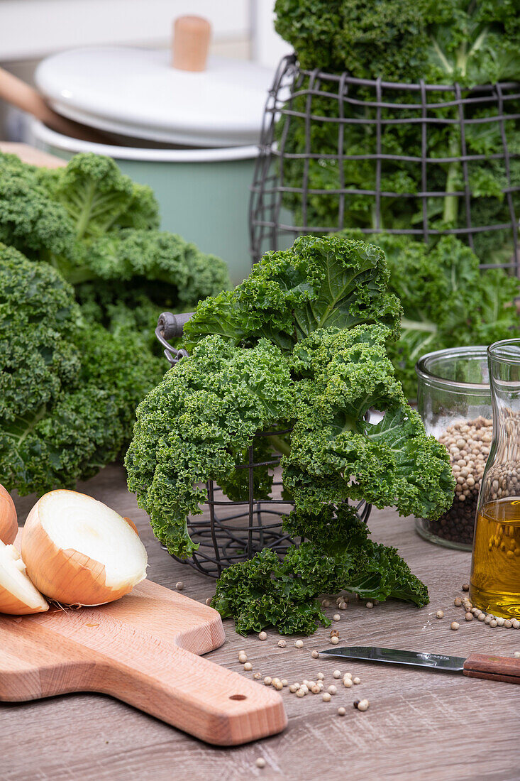 Kale with ingredients