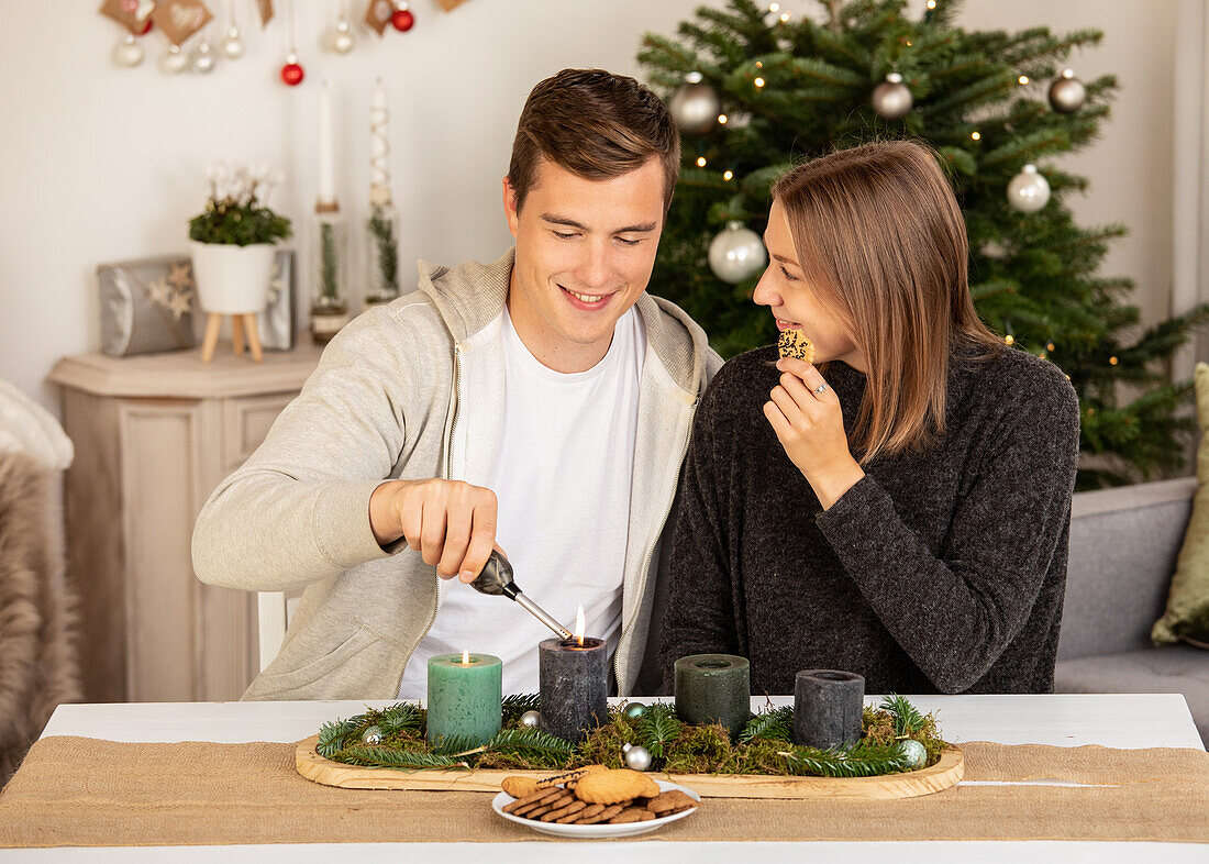 Advent arrangement - Lighting candles