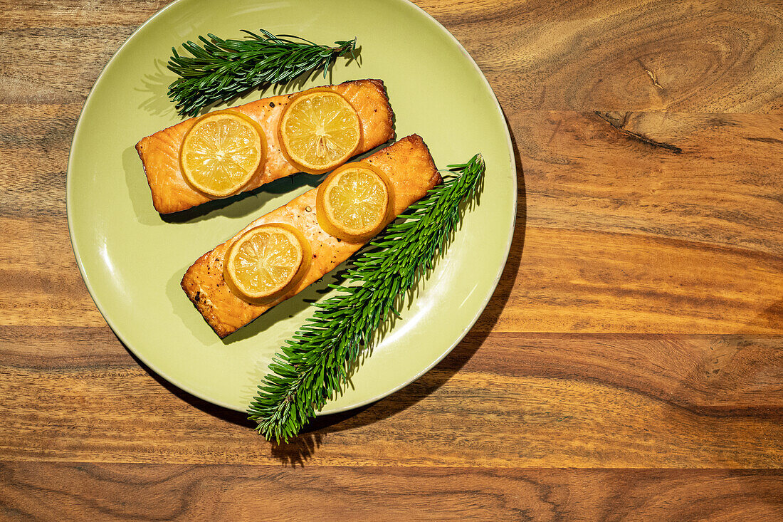 Smoked salmon with pine needles