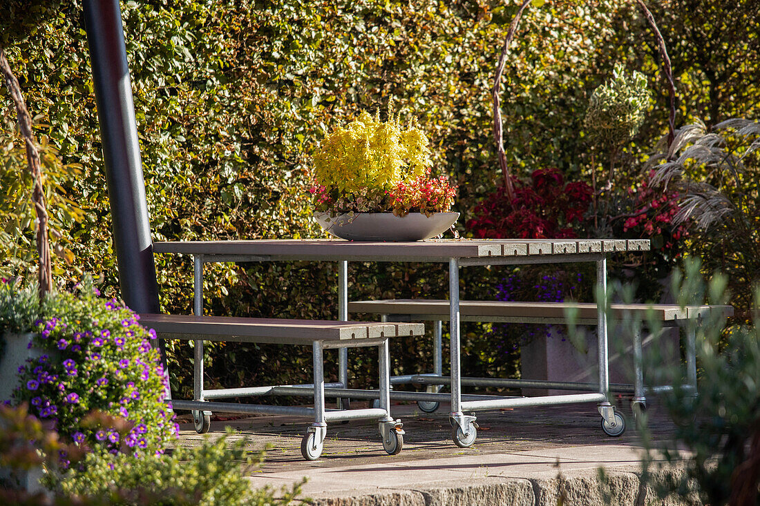 Garden furniture in the garden