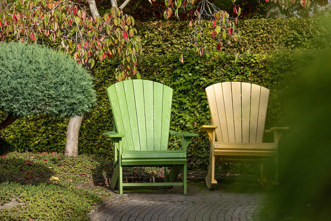 Garden furniture in the garden