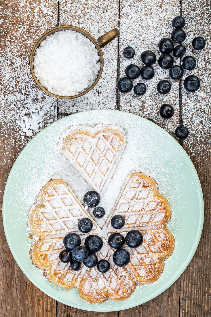 Waffle with blueberries