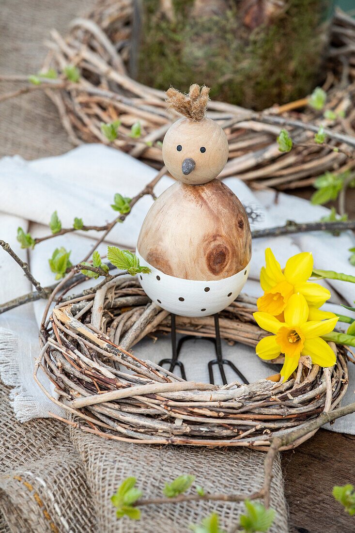 Easter decoration and daffodils