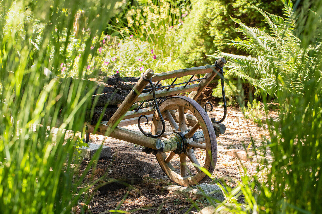 Decoration in the garden - peat trolley
