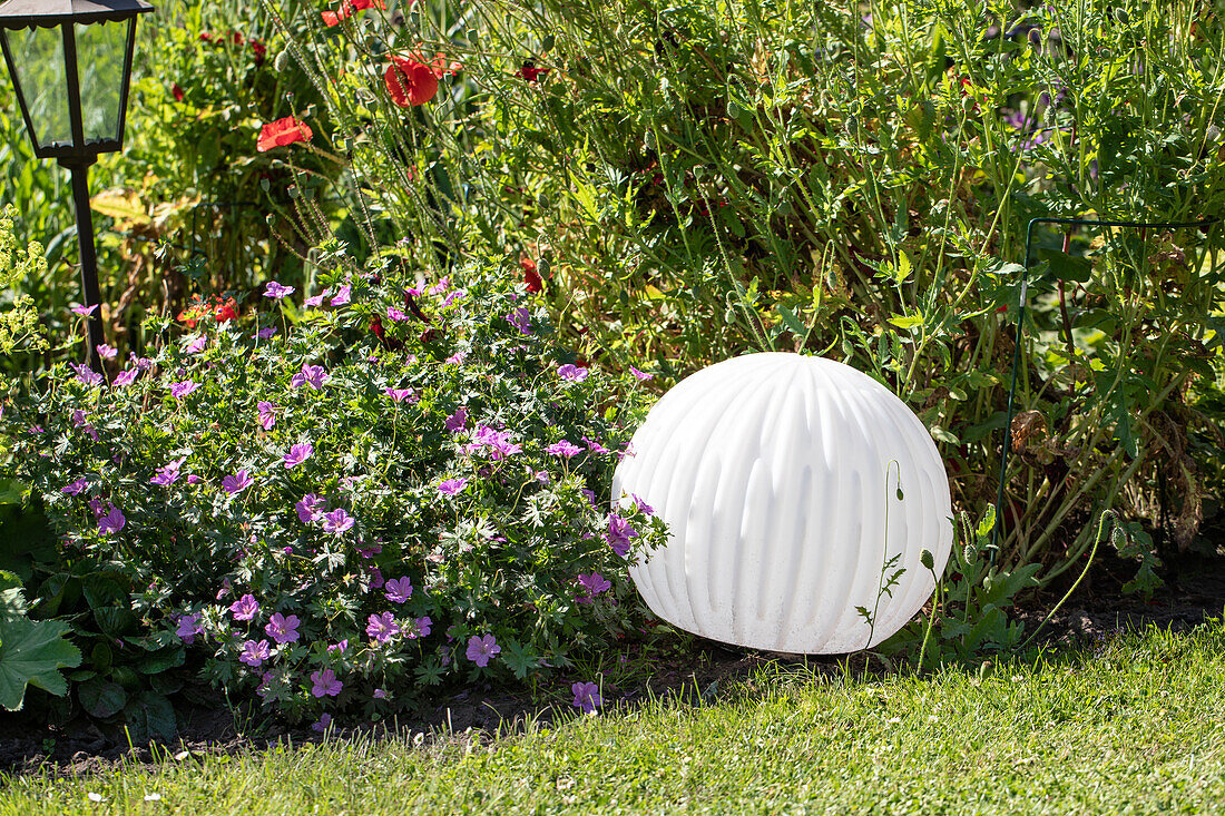 Garden lighting in a perennial flower bed