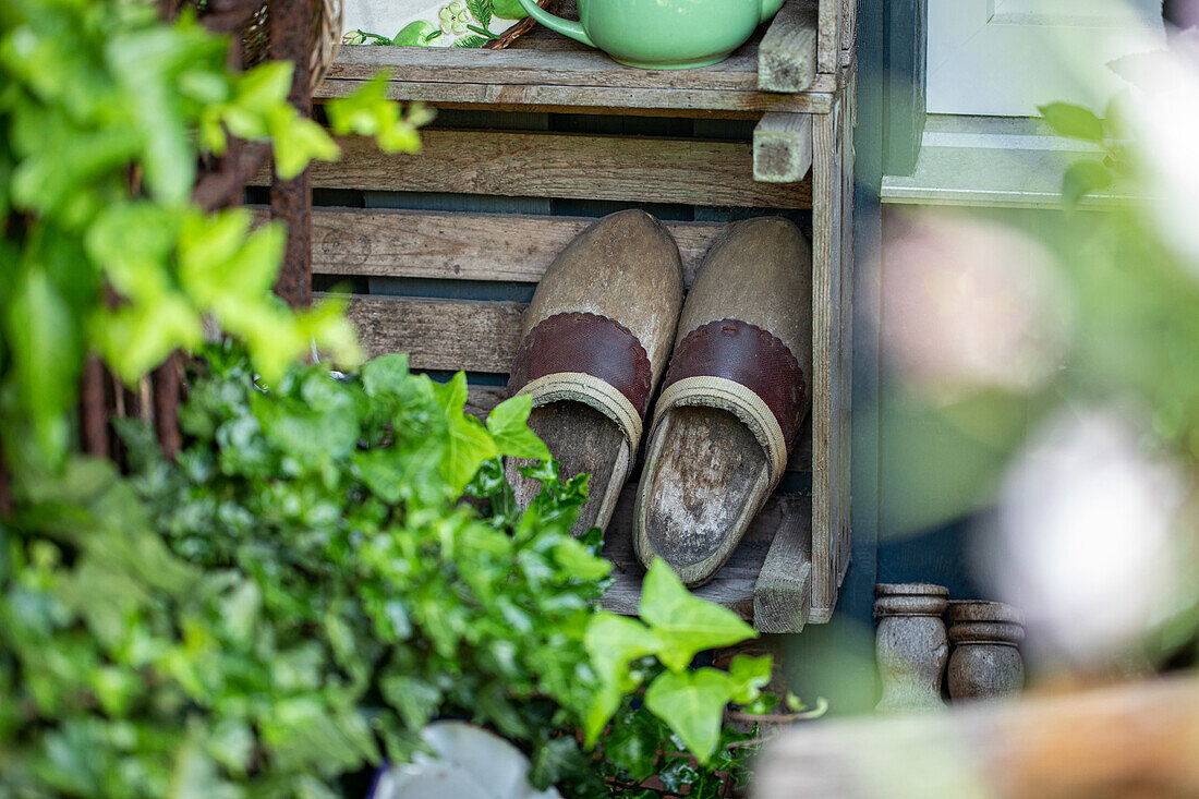 Garden decoration - wooden shoes