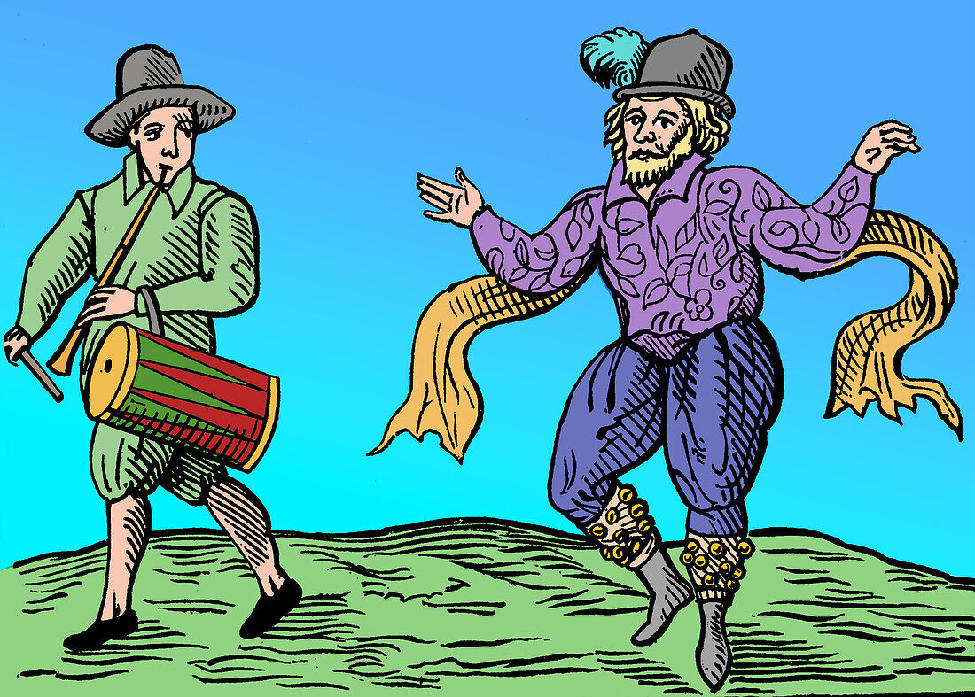 Will Kemp, Elizabethan clown and dancer, illustration
