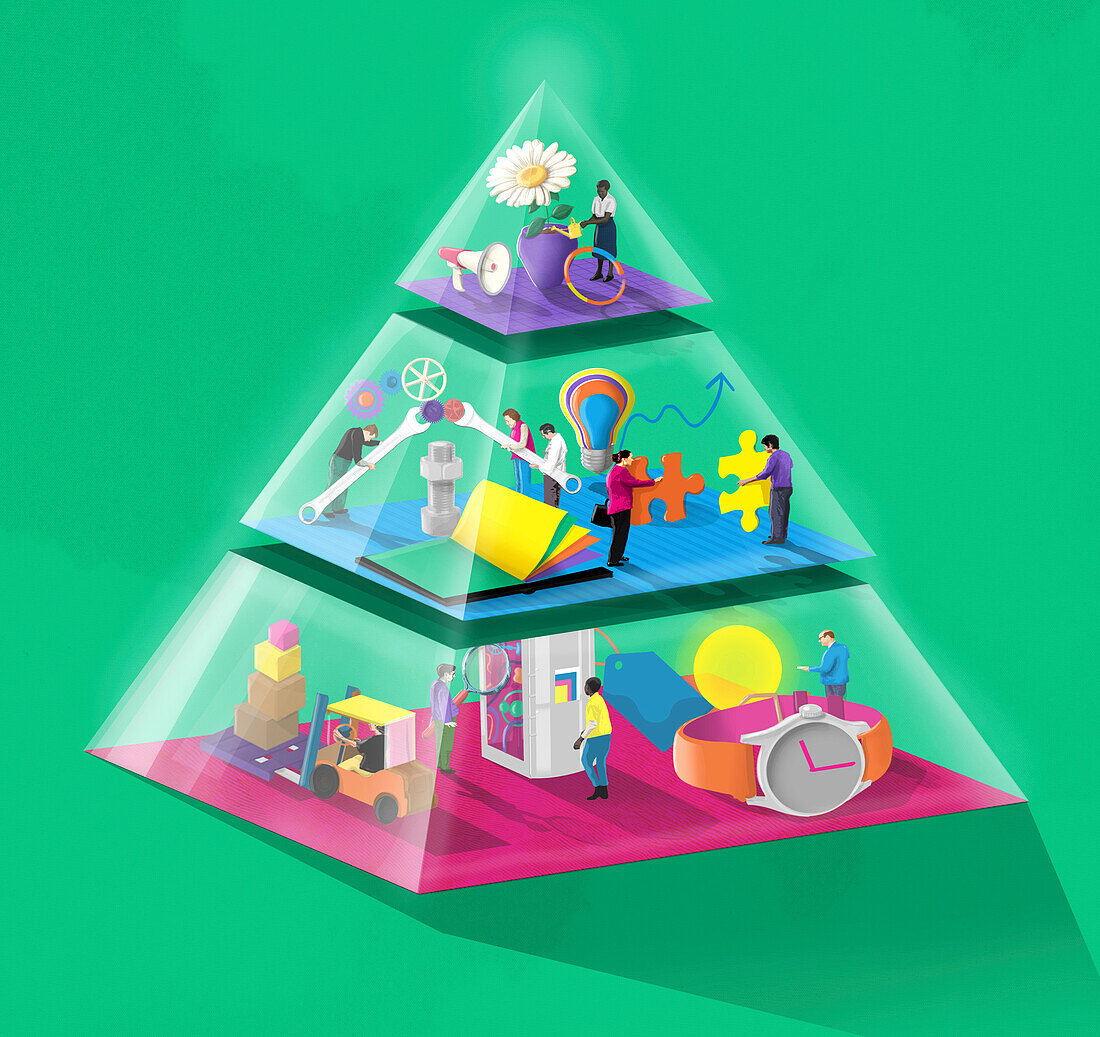 Business growth pyramid, conceptual illustration