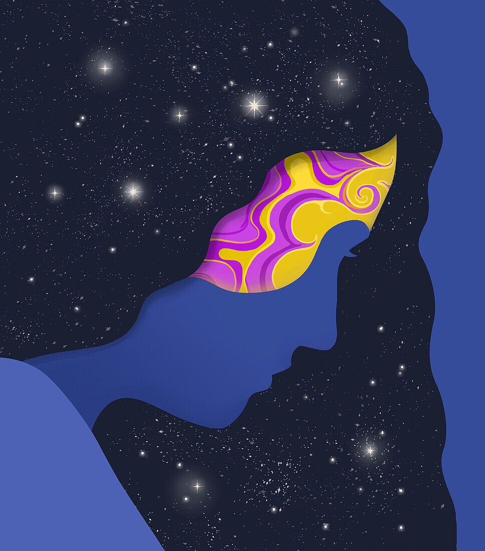 Astronomer creativity, conceptual illustration